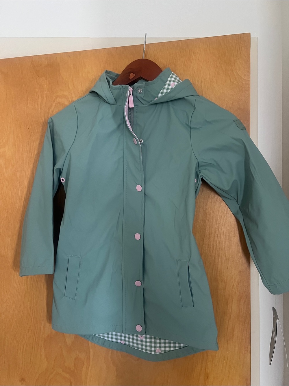 Hunter Kids Green Raincoat with Pink Accents